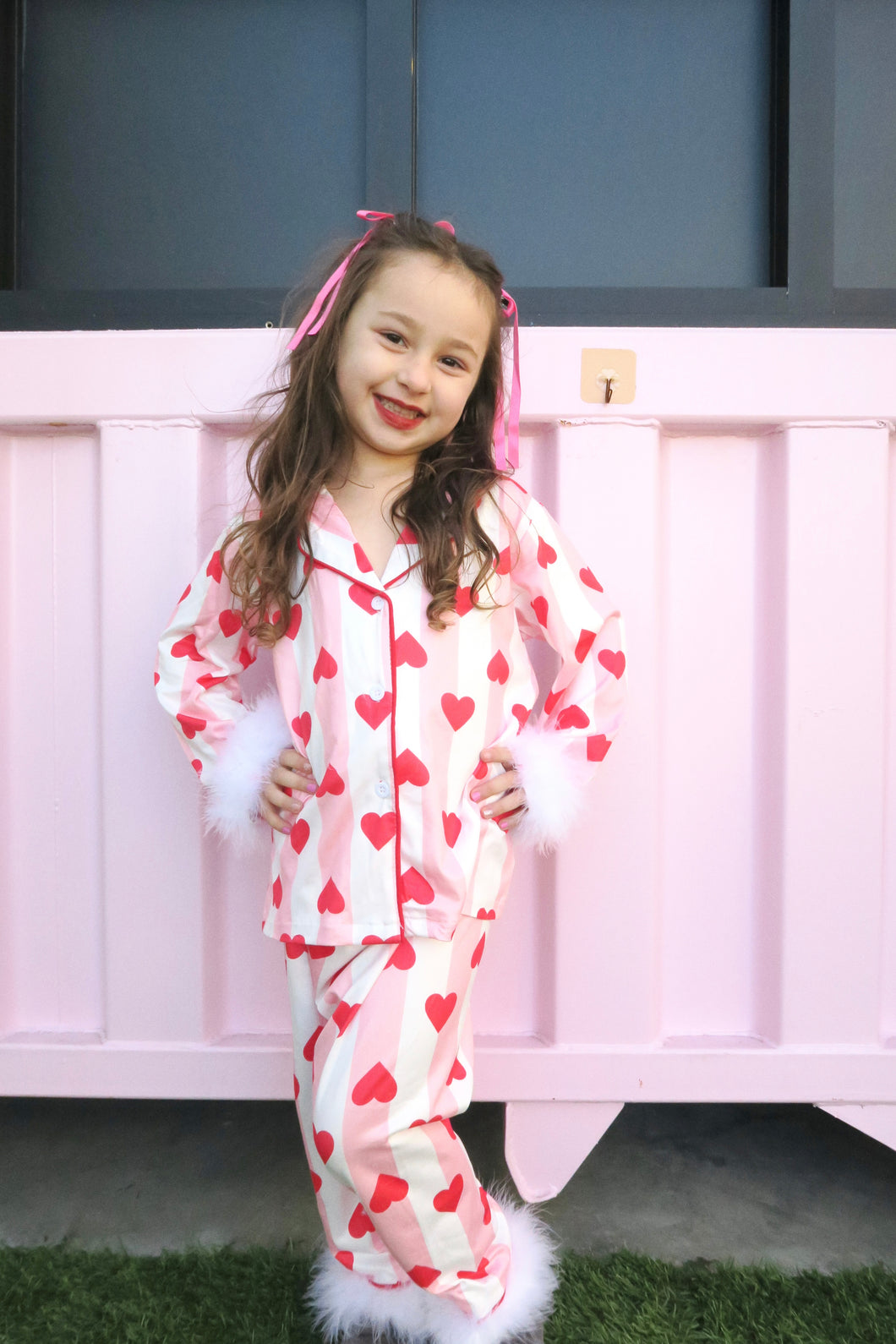 Striped Heart Galentines Pjs